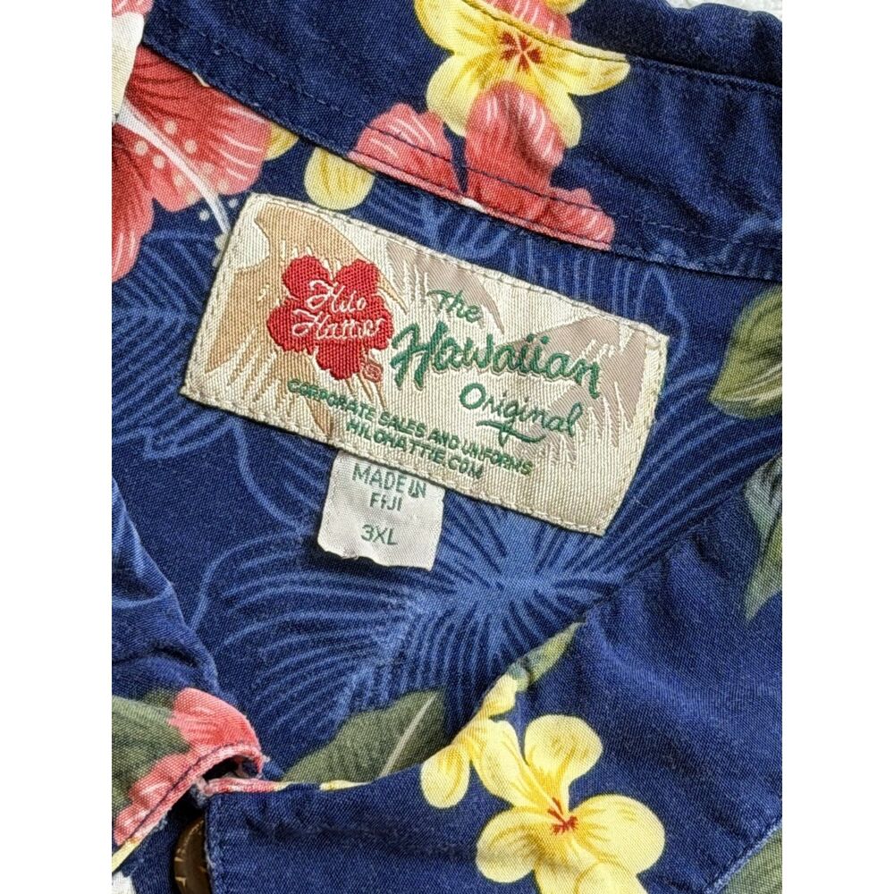 Hilo Hattie Hawaiian Shirt Mens 3XL Blue Floral Ukulele Aloha Button Up - Picture 6 of 11